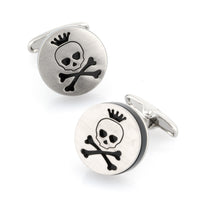 Skull and Cross Bones Silver and Black Cufflinks Novelty Cufflinks Clinks Australia Skull and Cross Bones Silver and Black Cufflinks