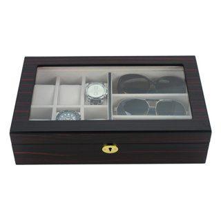 Ebony Wooden Watch Box, 6 Watch Box, 3 Sunglasses, Cuffed Watch Box, Clinks Australia Watch Box, Ebony Watch Boxes on Cuffed, Australia Watch Box, Watch Storage Box, Watch Display Box, 6 Slots Watch Box + 3 Sunglasses, Watch Boxes for 6 , Ebony Watch Box, Wooden Watch Box, Ebony, CB5065, Clinks, Clinks Australia, Cuffed