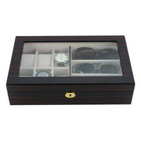 Ebony Wooden Watch Box, 6 Watch Box, 3 Sunglasses, Cuffed Watch Box, Clinks Australia Watch Box, Ebony Watch Boxes on Cuffed, Australia Watch Box, Watch Storage Box, Watch Display Box, 6 Slots Watch Box + 3 Sunglasses, Watch Boxes for 6 , Ebony Watch Box, Wooden Watch Box, Ebony, CB5065, Clinks, Clinks Australia, Cuffed