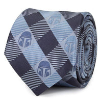 Star Wars Mando Helmet Check Blue Men's Tie Ties Star Wars Default
