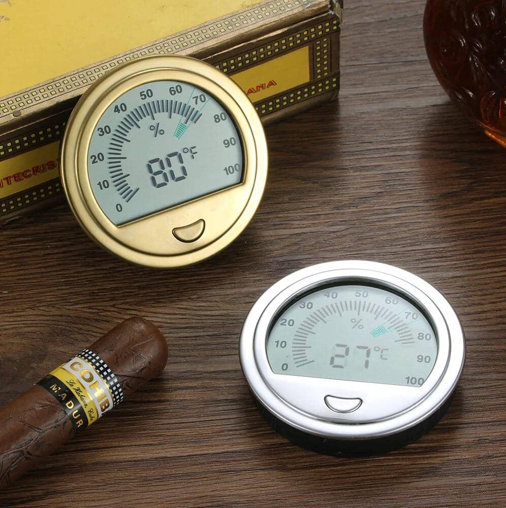 Round Digital Hygrometer Gauge in Gold for Cigars Cigar Boxes Clinks Australia