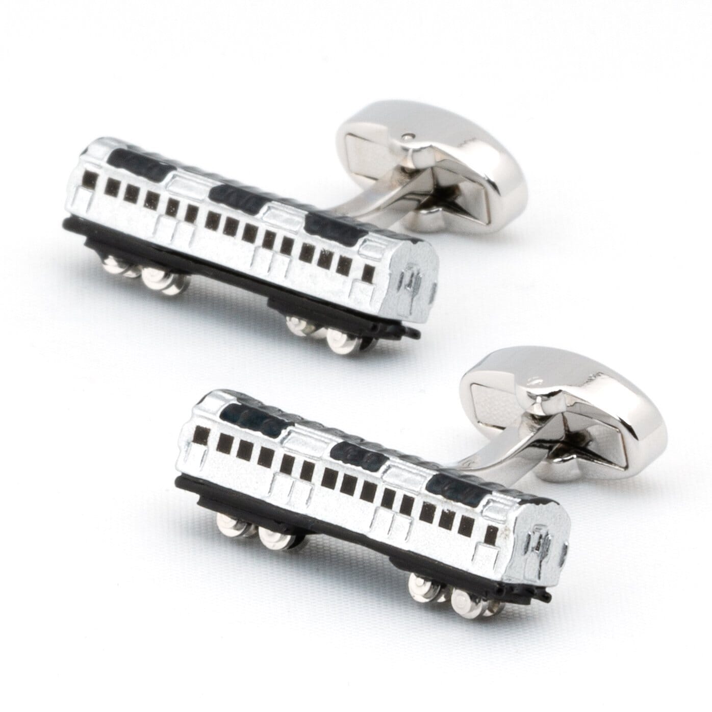 Silver and Black Train Carriage Cufflinks Novelty Cufflinks Clinks Australia
