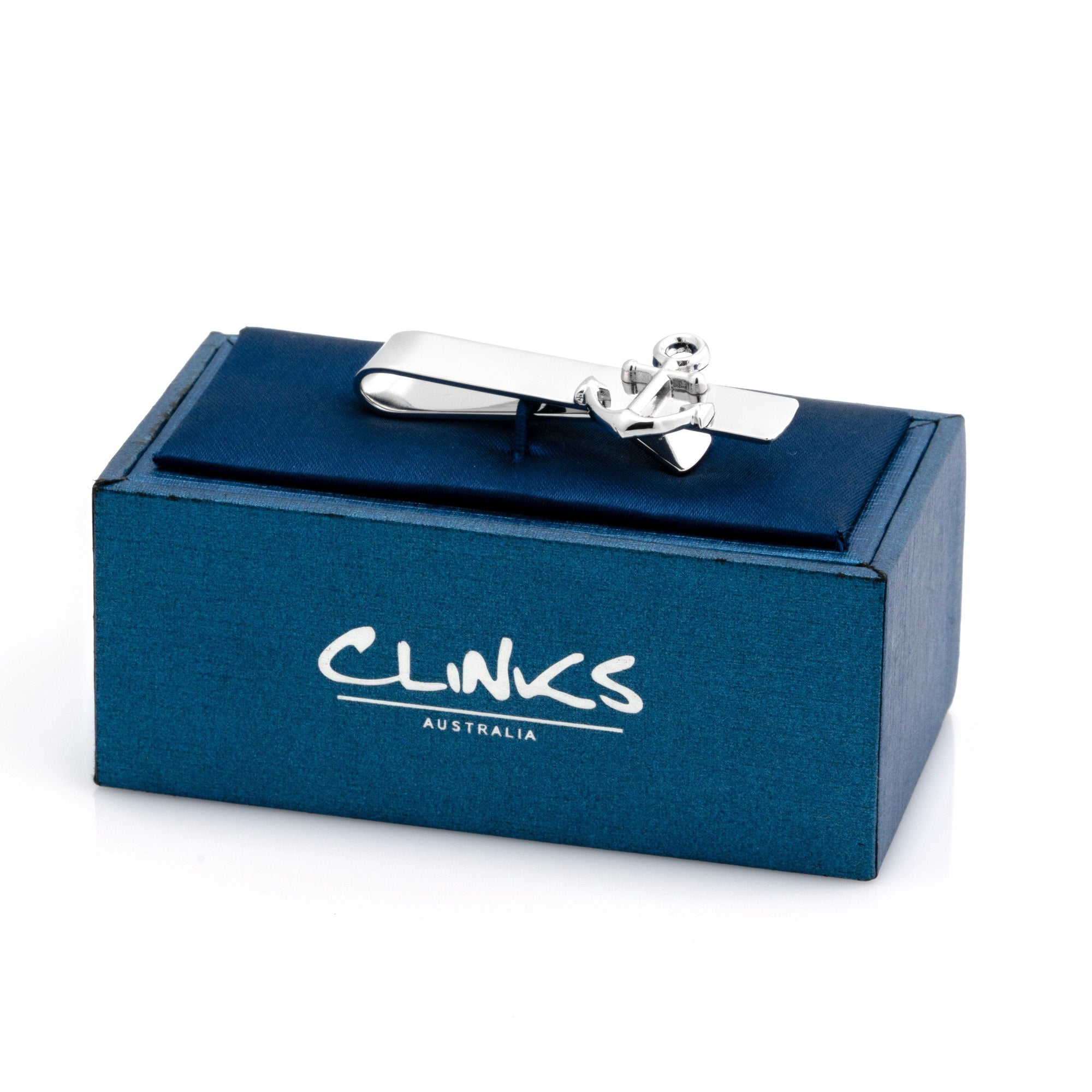 Shiny Silver Anchor Tie Bar Tie Clips Clinks