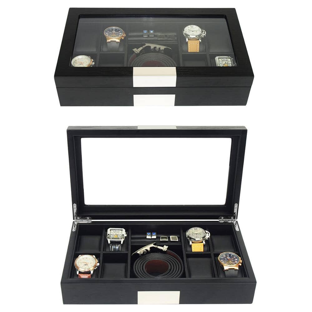 Black Wooden Watch Box for 8 Watches+ Organiser Watch Boxes Clinks 