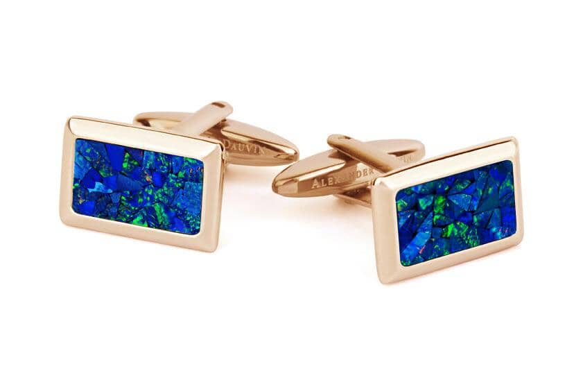 Australian Rectangle Opal Cufflinks (Blue Rose Gold) Classic & Modern Cufflinks Clinks Australia Default