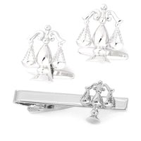 Scales of Justice Silver Cufflinks & Tie Clip Set Gift Set Clinks Australia Default