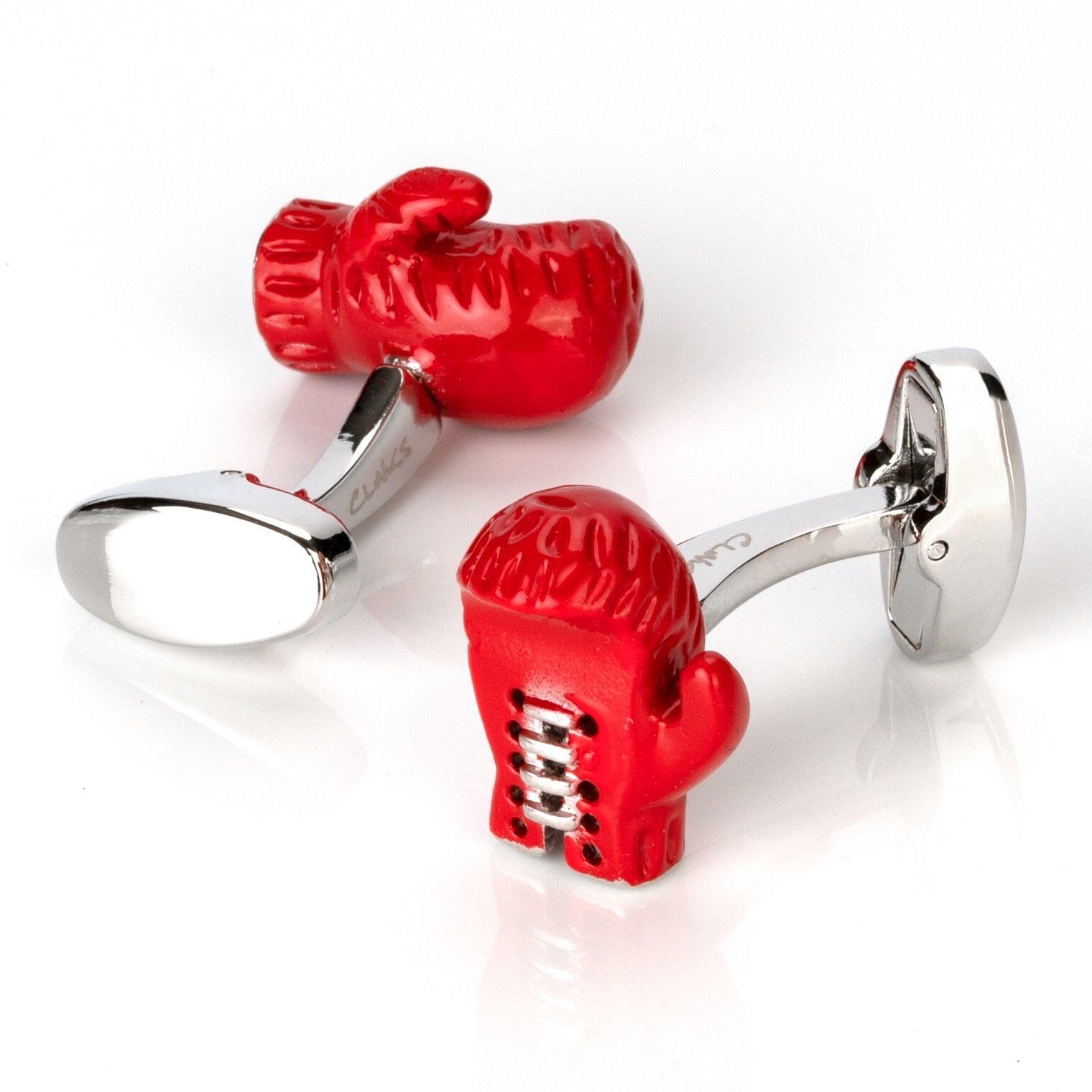Red Boxing Gloves with Silver Laces Cufflinks Novelty Cufflinks Clinks Australia Red Boxing Gloves with Silver Laces Cufflinks 