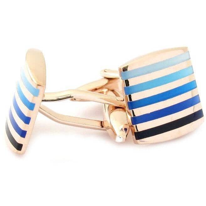 Rose Gold with Blues Cufflinks Classic & Modern Cufflinks Clinks Australia Rose Gold with Blues Cufflinks