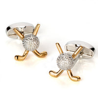 Silver and Gold Golf Club and Ball Cufflinks Novelty Cufflinks Clinks Australia