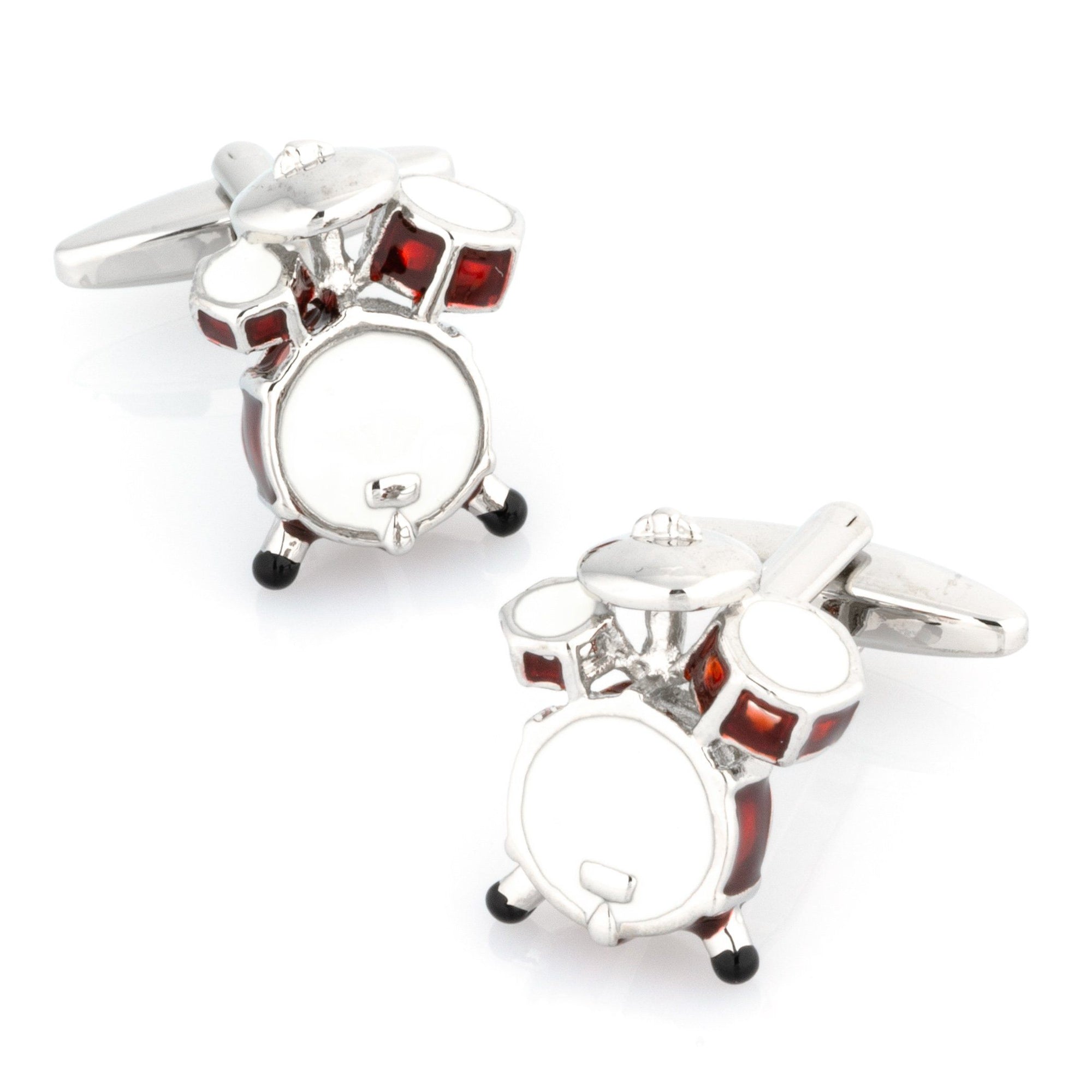 Drum Kit Cufflinks Red & White Novelty Cufflinks Clinks Australia Drum Kit Cufflinks Red & White