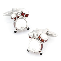Drum Kit Cufflinks Red & White Novelty Cufflinks Clinks Australia Drum Kit Cufflinks Red & White