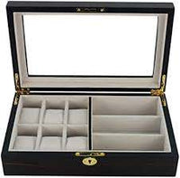 Ebony Wooden Watch Box, 6 Watch Box, 3 Sunglasses, Cuffed Watch Box, Clinks Australia Watch Box, Ebony Watch Boxes on Cuffed, Australia Watch Box, Watch Storage Box, Watch Display Box, 6 Slots Watch Box + 3 Sunglasses, Watch Boxes for 6 , Ebony Watch Box, Wooden Watch Box, Ebony, CB5065, Clinks, Clinks Australia, Cuffed