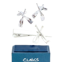 Crossed Oars or Paddles Cufflinks & Tie Clip Set Gift Set Clinks Australia