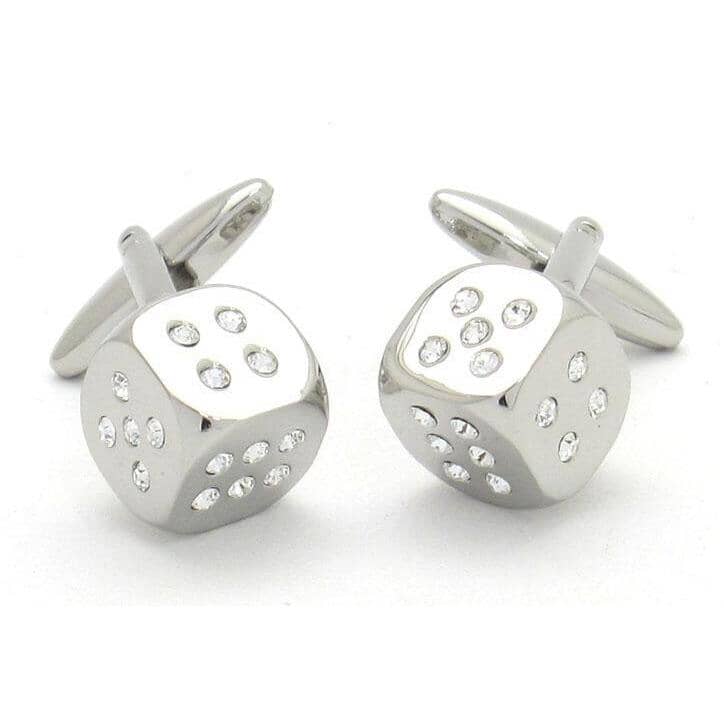 Silver "Diamond" Dice Cufflinks Novelty Cufflinks Clinks Australia Silver "Diamond" Dice Cufflinks