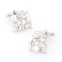 Silver Drum Kit Cufflinks Novelty Cufflinks Clinks Australia Silver Drum Kit Cufflinks