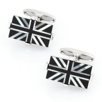 Union Jack - Flag of United Kingdom Cufflinks - Onyx & Mother of Pearl Novelty Cufflinks Clinks Australia