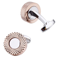 Textured Rose Gold and Silver Round Cufflinks Classic & Modern Cufflinks Clinks Australia