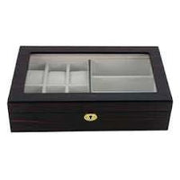 Ebony Wooden Watch Box for 6 Watches + 3 Sunglasses Watch Boxes Clinks