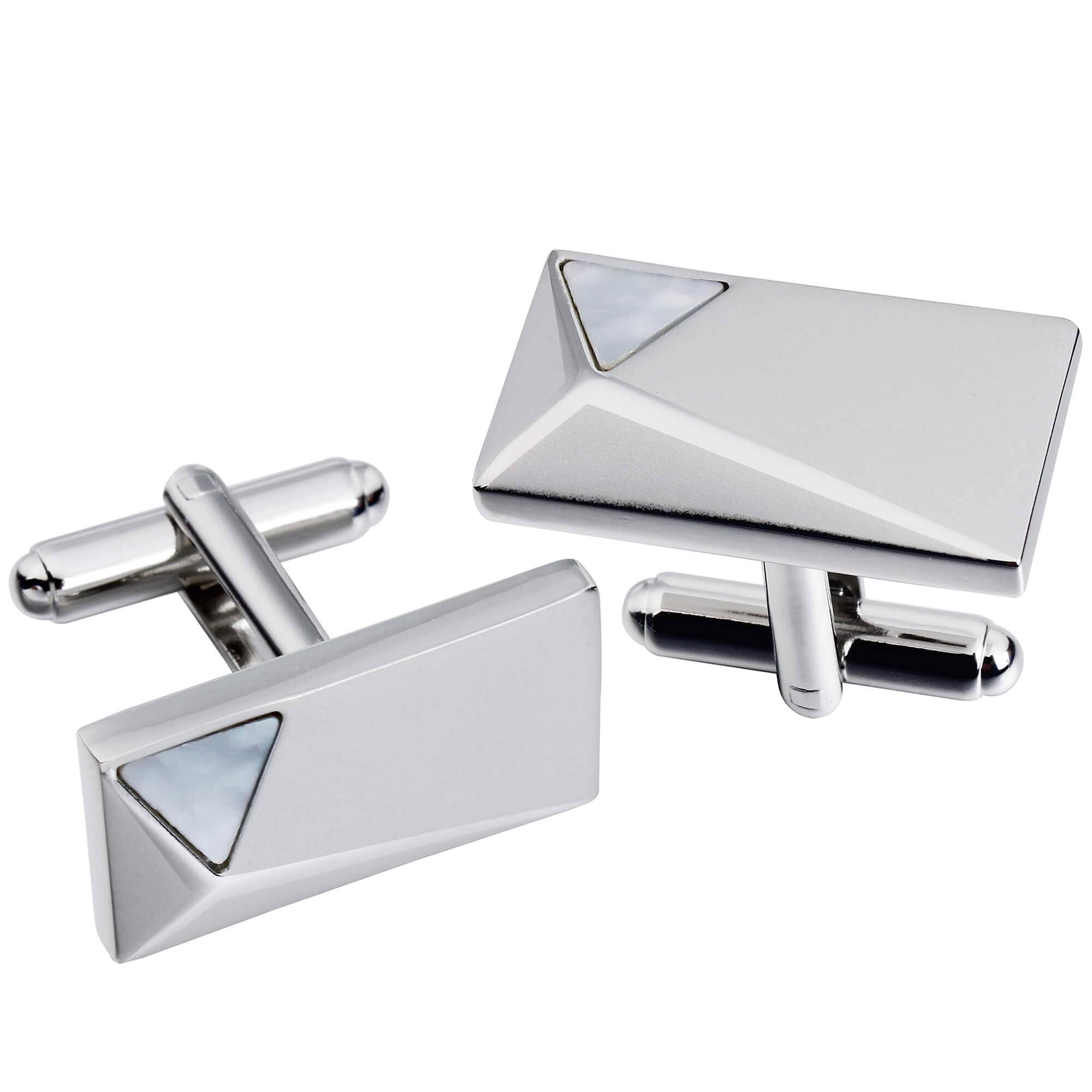 Silver Peak with Mother of Pearl Cufflinks Classic & Modern Cufflinks Clinks Australia