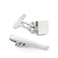 Silver Square Engravable Cufflinks & Tie Clip Set Gift Set Clinks Australia Default