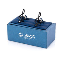 Black Treble Clef with Single Crystal Novelty Cufflinks Clinks Australia