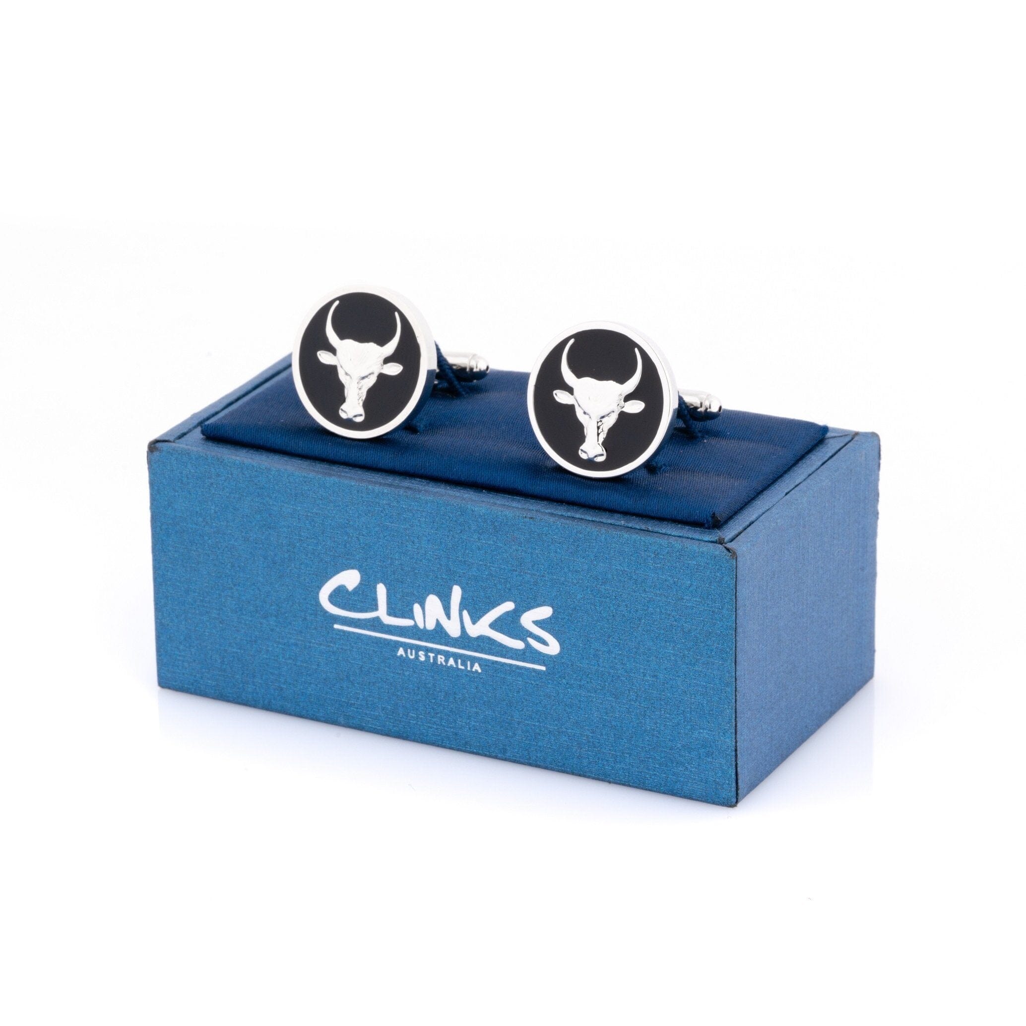 Bull Black Enamel Cufflinks Novelty Cufflinks Clinks Australia