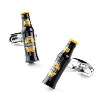 Black & Yellow Beer Bottle Cufflinks Novelty Cufflinks Clinks Australia