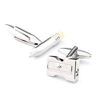 Silver Pencil and Sharpener Cufflinks Novelty Cufflinks Clinks Australia Default