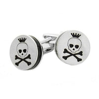 Skull and Cross Bones Silver and Black Cufflinks Novelty Cufflinks Clinks Australia