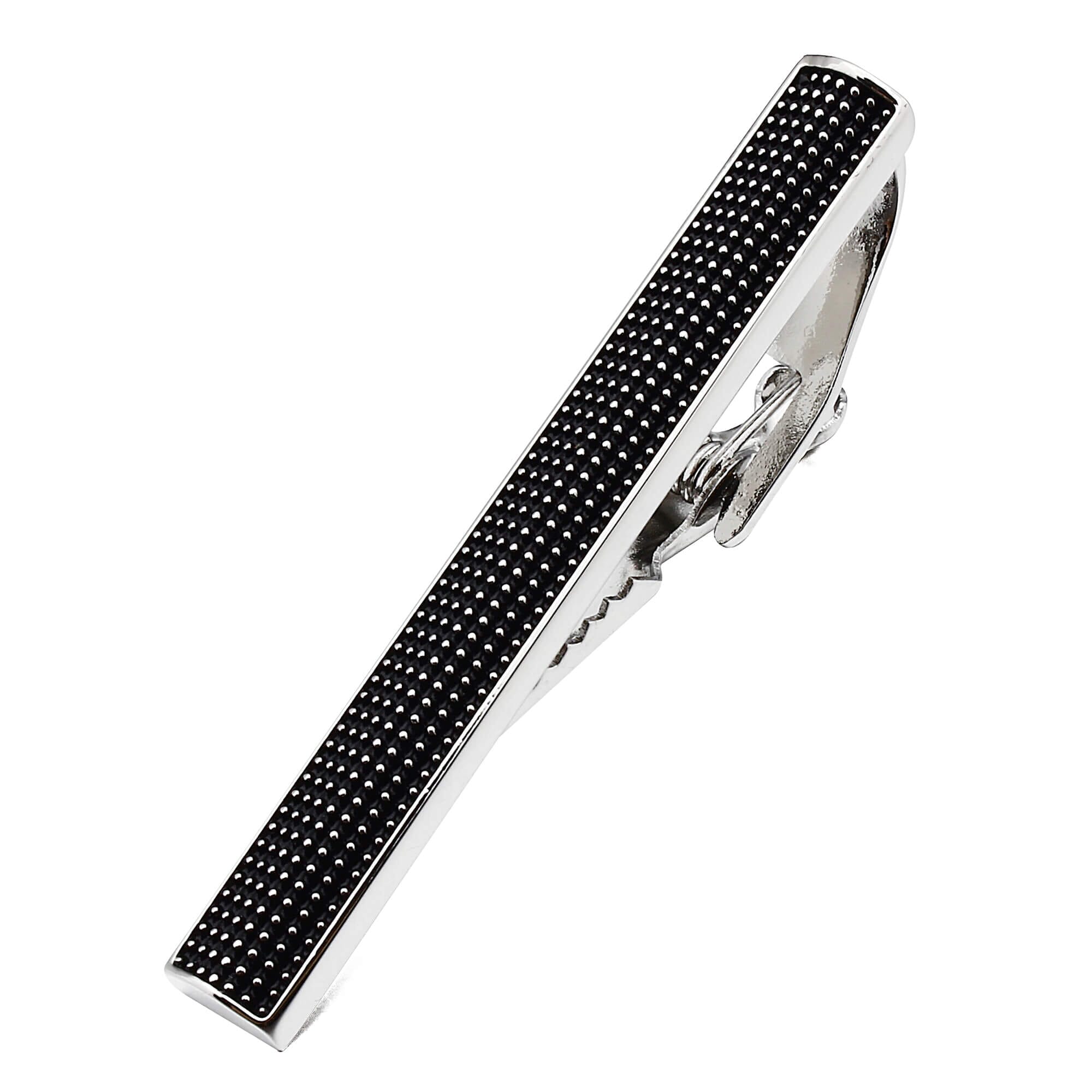 Detailed Black Cufflink and Tie Clip Set Gift Set Clinks Australia