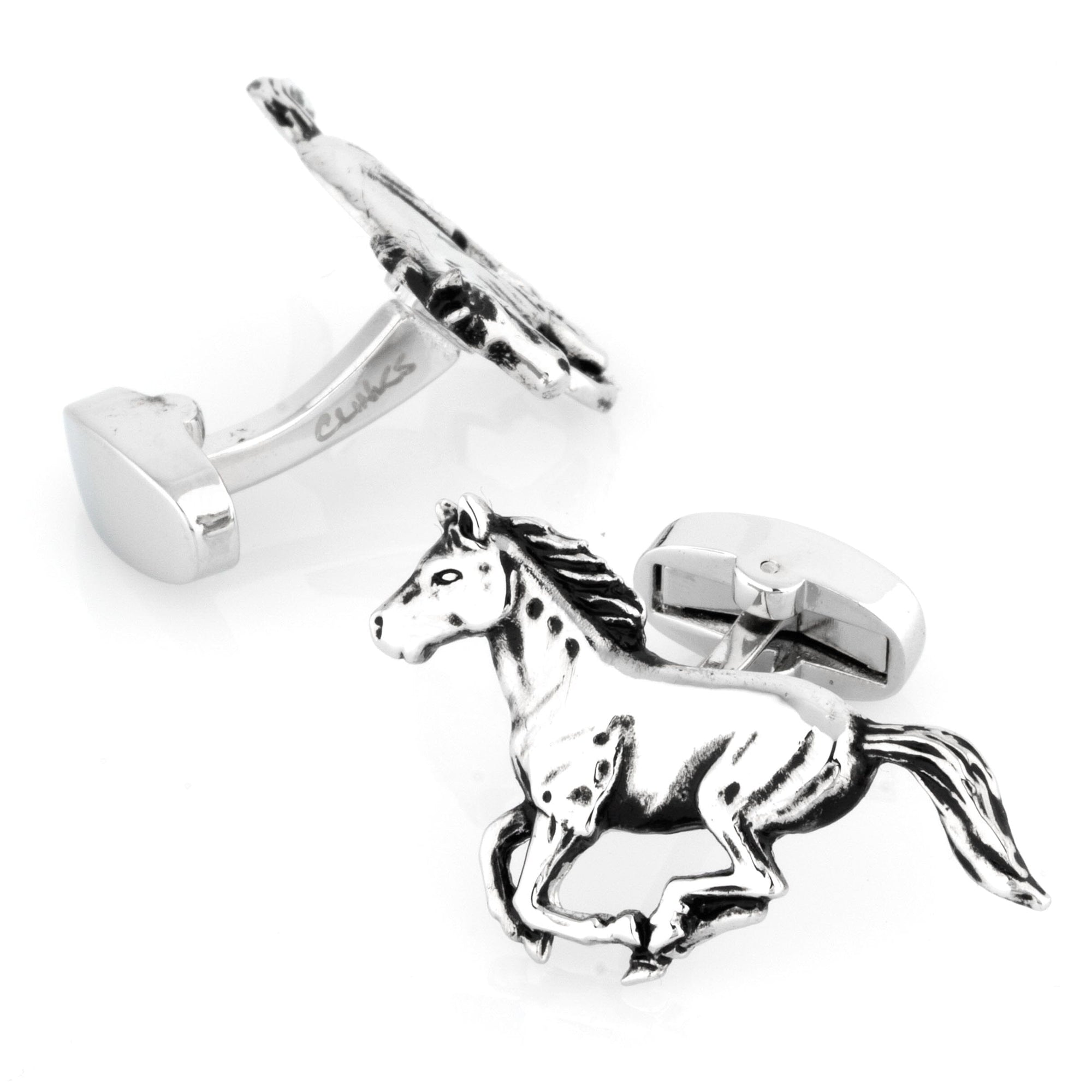 Silver Galloping Horses Cufflinks Novelty Cufflinks Clinks Australia