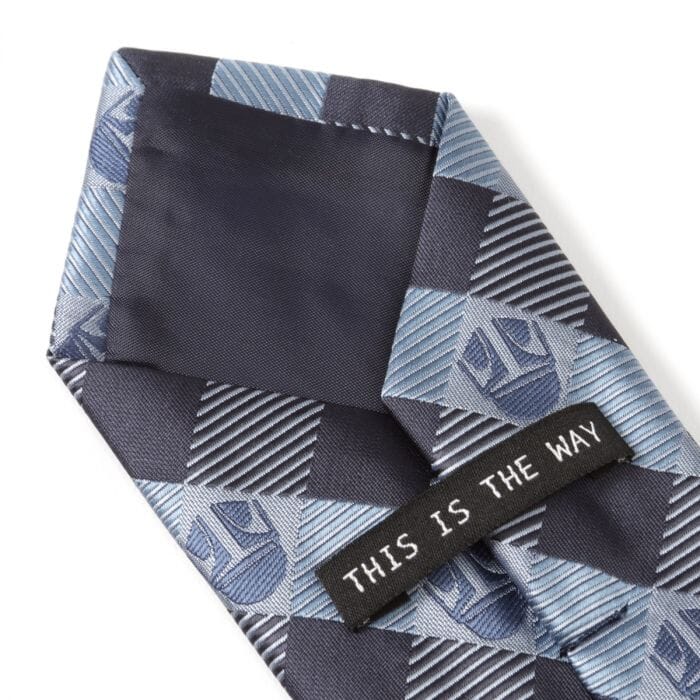 Star Wars Mando Helmet Check Blue Men's Tie Ties Star Wars