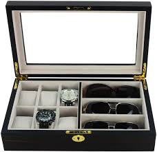 Ebony Wooden Watch Box, 6 Watch Box, 3 Sunglasses, Cuffed Watch Box, Clinks Australia Watch Box, Ebony Watch Boxes on Cuffed, Australia Watch Box, Watch Storage Box, Watch Display Box, 6 Slots Watch Box + 3 Sunglasses, Watch Boxes for 6 , Ebony Watch Box, Wooden Watch Box, Ebony, CB5065, Clinks, Clinks Australia, Cuffed