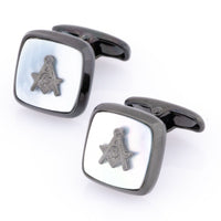 Freemason Masonic Square Gunmetal Mother of Pearl Cufflinks Novelty Cufflinks Clinks Australia