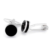Round Black Silver II Cufflinks Classic & Modern Cufflinks Clinks Australia