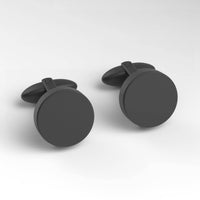 Round Brushed Black Engravable Cufflinks Classic & Modern Cufflinks Clinks Australia