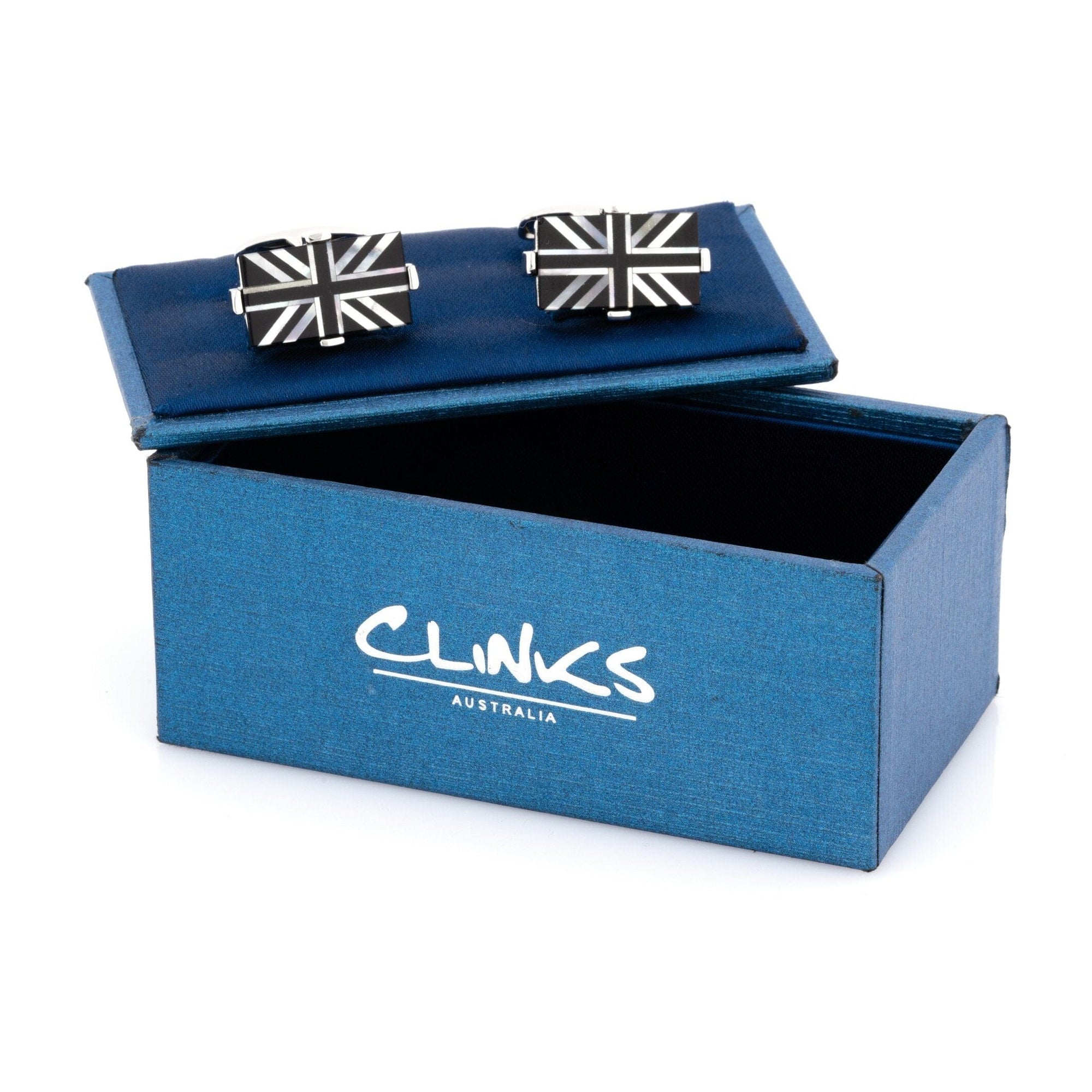 Union Jack - Flag of United Kingdom Cufflinks - Onyx & Mother of Pearl Novelty Cufflinks Clinks Australia