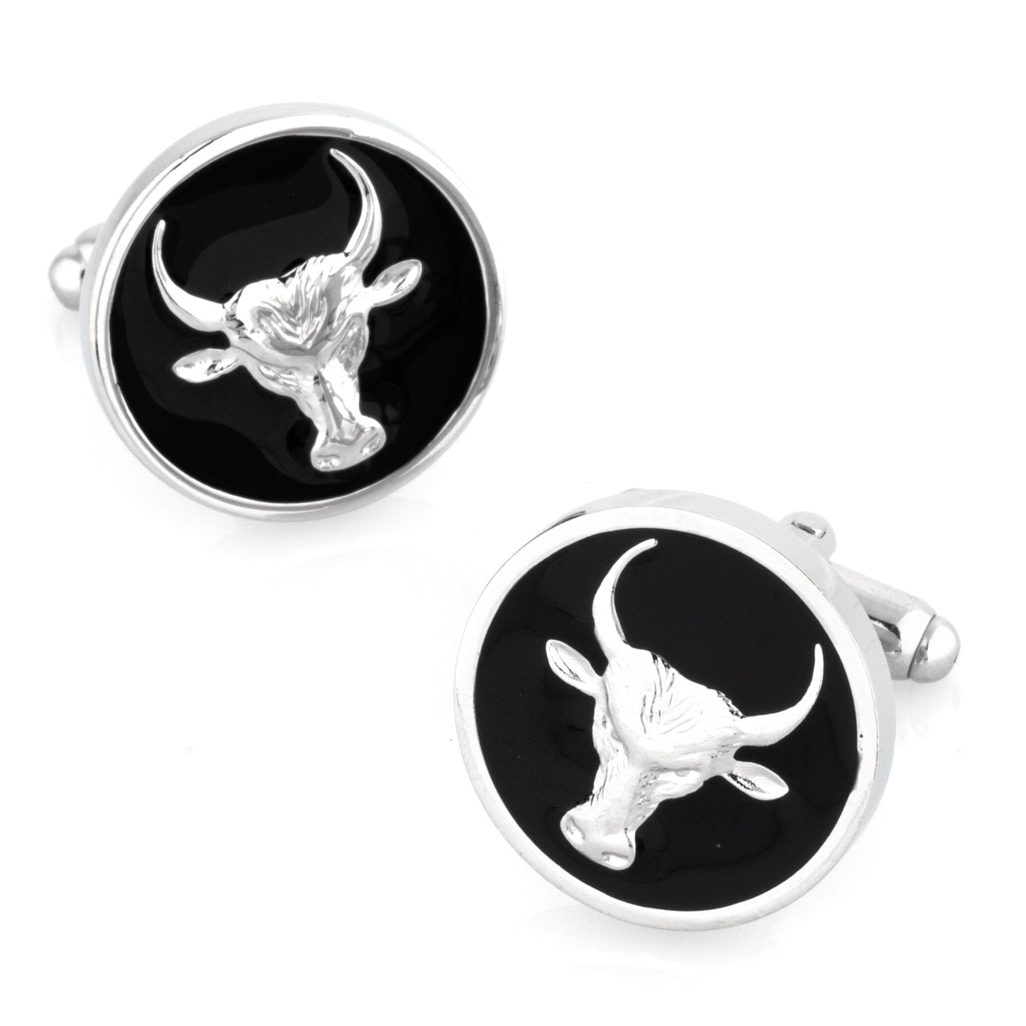 Bull Black Enamel Cufflinks Novelty Cufflinks Clinks Australia Bull Black Enamel Cufflinks