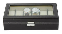 Dark Brown Leather Watch Box for 12 Watches Watch Boxes Clinks