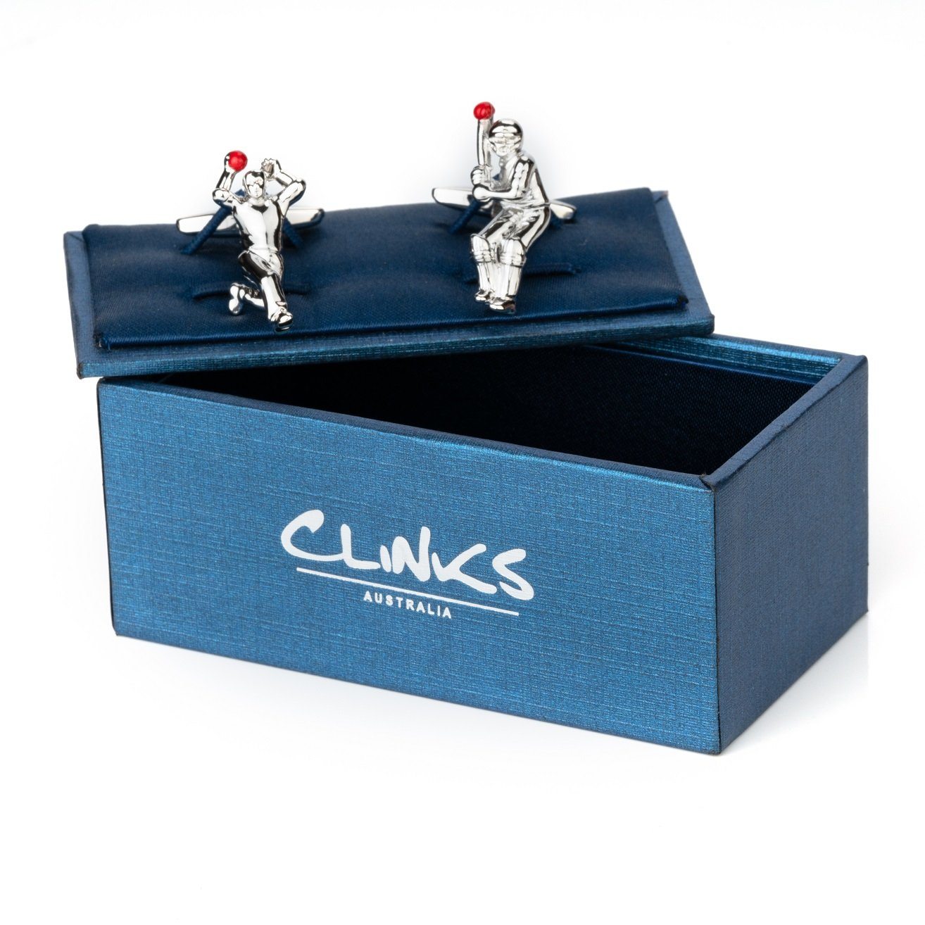 Cricket Bowler and Batter Silver Cufflinks Novelty Cufflinks Clinks Australia