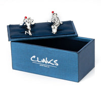 Cricket Bowler and Batter Silver Cufflinks Novelty Cufflinks Clinks Australia