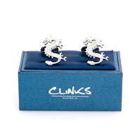 Silver Lucky Chinese Dragon Cufflinks Novelty Cufflinks Clinks Australia