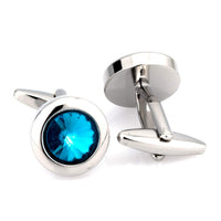 Aqua Crystal Round Cufflinks Classic & Modern Cufflinks Clinks Australia