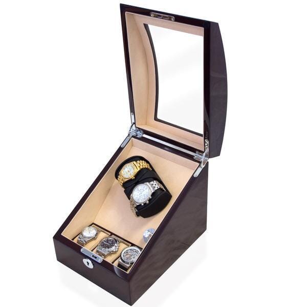 Avoca Watch Winder Box for 2 + 3 watches in Mahogany Watch Winder Boxes Clinks