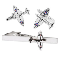 Warplane Spitfire Cufflinks & Tie Clip Set Gift Set Clinks Australia Default