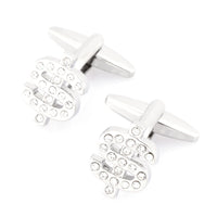 Silver Crystal $ Dollar Sign Cufflinks Novelty Cufflinks Clinks Australia Silver Crystal $ Dollar Sign Cufflinks