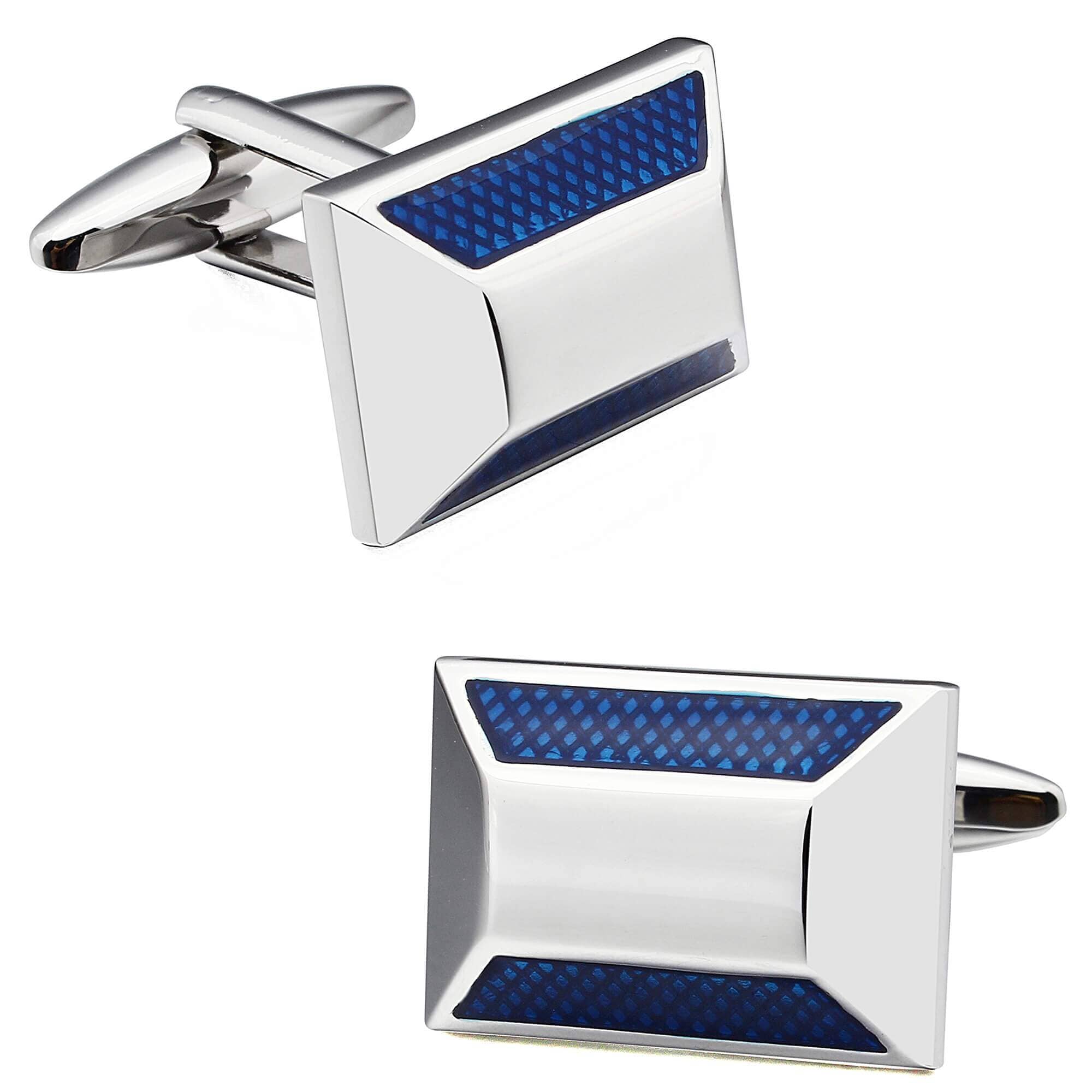 Textured Blue and Silver Cufflink and Tie Clip Set Gift Set Clinks Australia