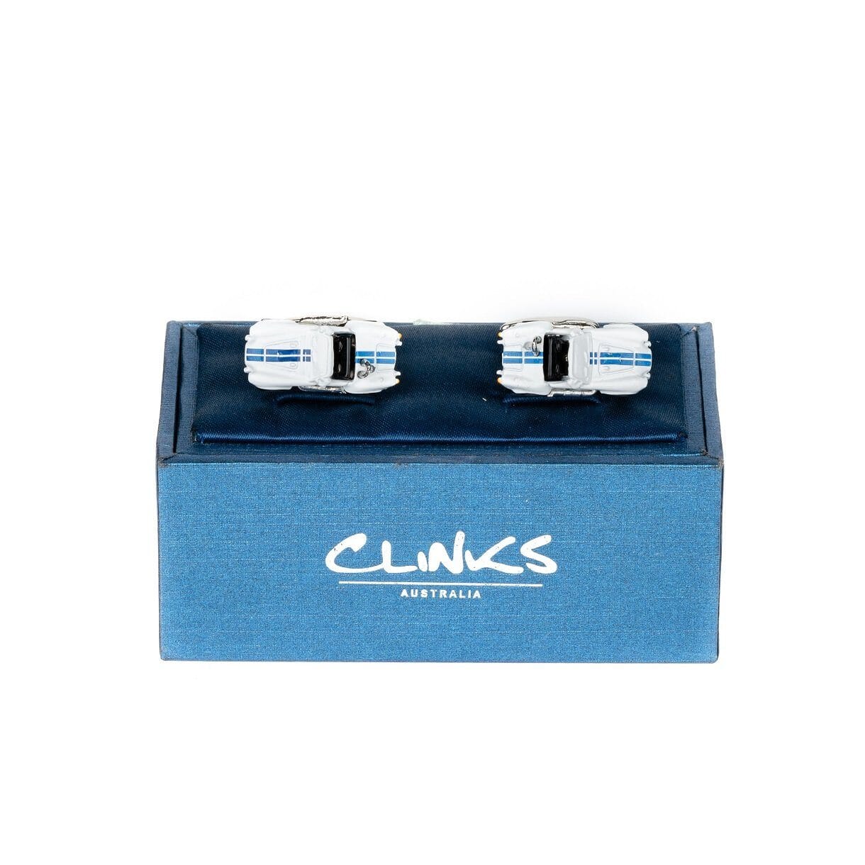 Blue White Classic Sports Car Cufflinks (AC Shelby Cobra) Novelty Cufflinks Clinks Australia