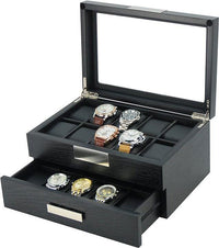 Black Wooden Watch Box for 20 Watches Watch Boxes Clinks