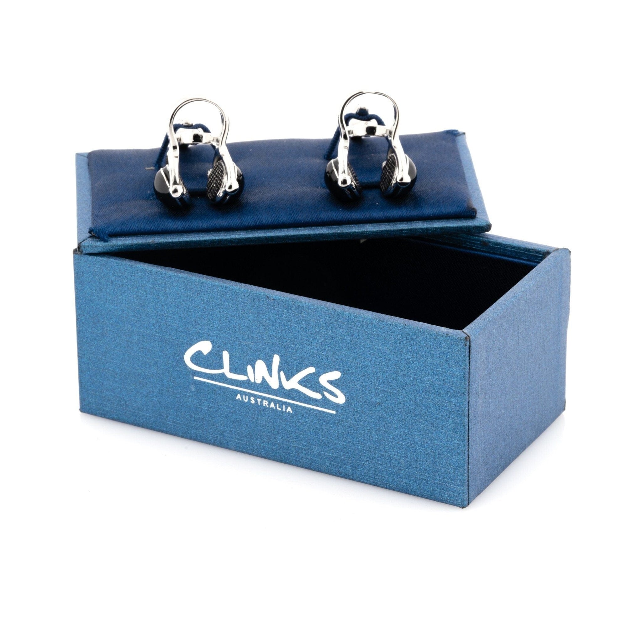 Black and Silver Headphone Cufflinks Style 2 Novelty Cufflinks Clinks Australia